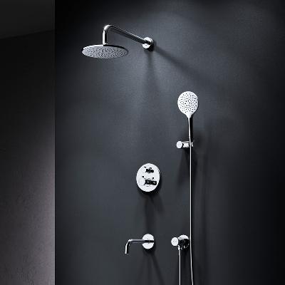 Встраиваемая душевая система AM.PM X-Joy FT85A3RH30 хром: тропический верхний душ, излив с душевой лейкой, термостат