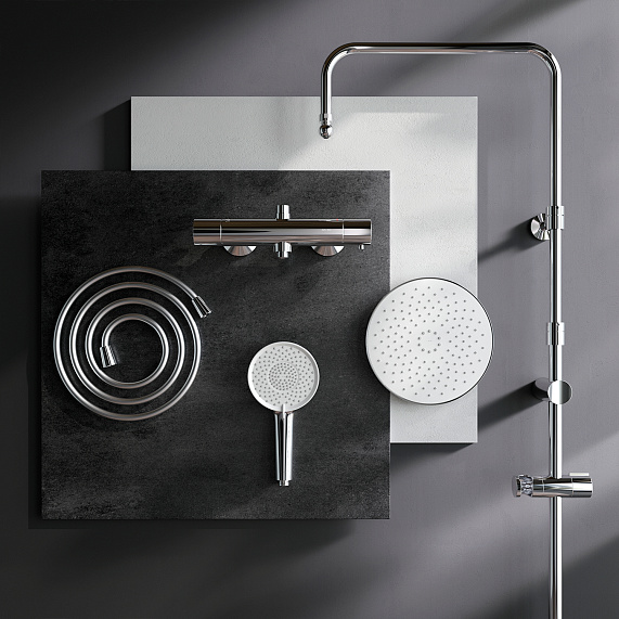 Душевая система AM.PM X-Joy F0785A400 стойка с тропическим душем, термостатом, смесителем, хром-11