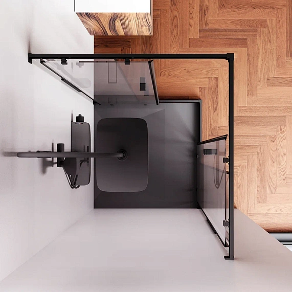 Душевое ограждение без поддона 90x90 AM.PM Func W84G-403-9090-BT профиль черный матовый-2