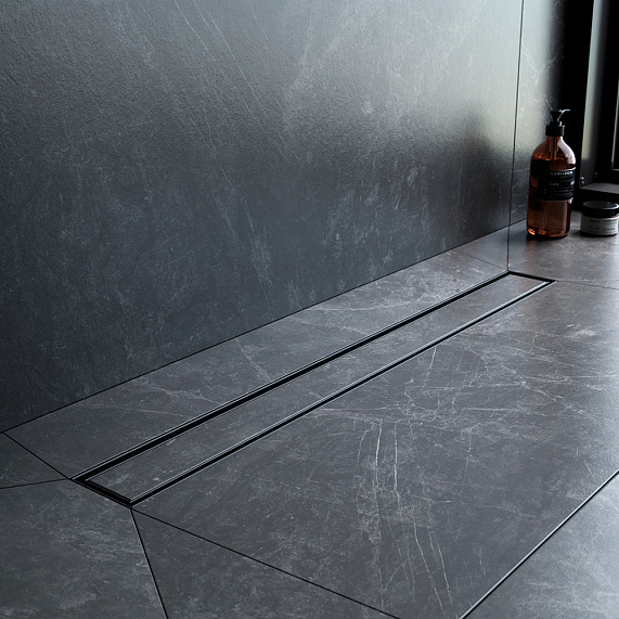 Душевой трап (лоток) 70 AM.PM MasterFlow W01SC-U11-070-04BM комбинированный затвор с черной матовой решеткой под плитку-6