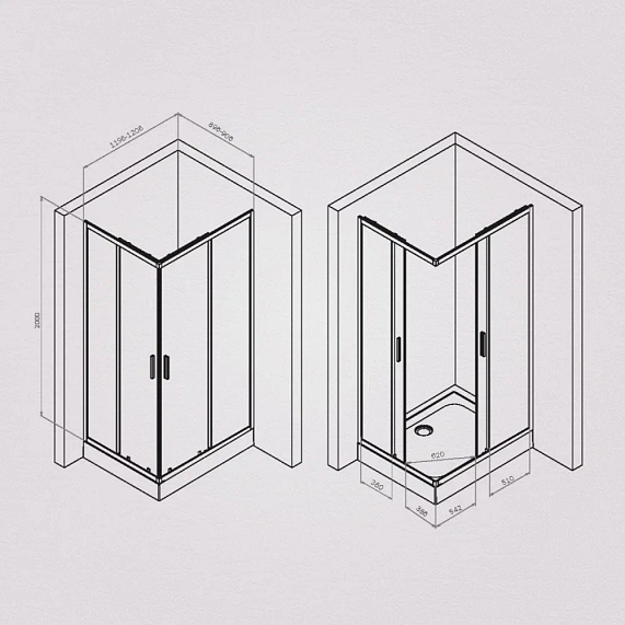 Душевое ограждение без поддона 90x120 AM.PM Gem S W93G-404-120290-BT профиль черный матовый-6