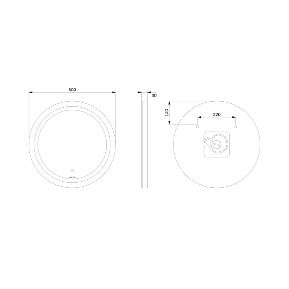 Зеркало с подсветкой в ванную круглое 60 AM.PM X-Joy M85AMOX0601WG сенсорное-7