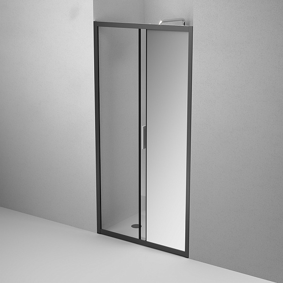 Душевая перегородка с дверью 100x195 AM.PM Gem W90G-100-1-195BMir зеркальное стекло, профиль черный матовый-4