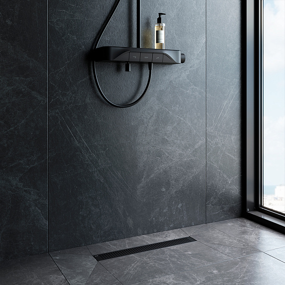 Душевой трап (лоток) 50 AM.PM MasterFlow W01SC-P11-050-01BM комбинированный затвор с черной матовой решеткой-2