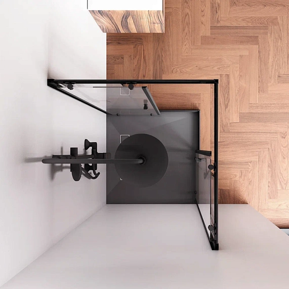 Душевое ограждение без поддона 80x80 AM.PM Sunny W87G-403-8080-BT профиль черный матовый-2