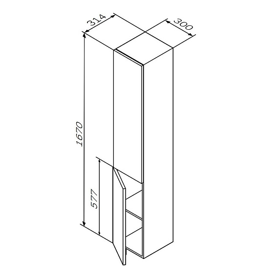 Шкаф-пенал для ванной 30 AM.PM Gem M90CHR0306BM навесной правый черный-9