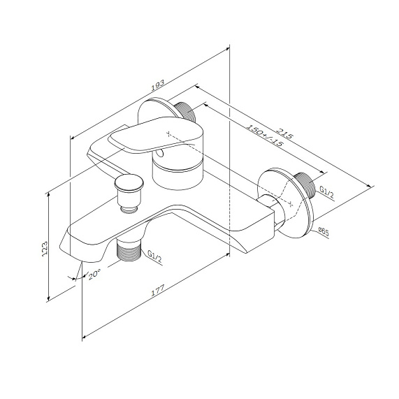 Смеситель для ванны и душа AM.PM Func F8F10000 хром-10