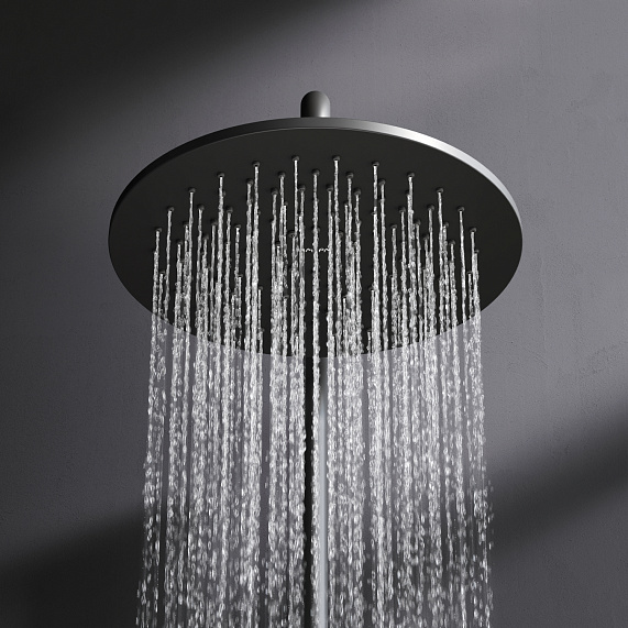 Душевая система AM.PM Like F0780422 стойка с тропическим душем, термостатом, смесителем, черная матовая-4