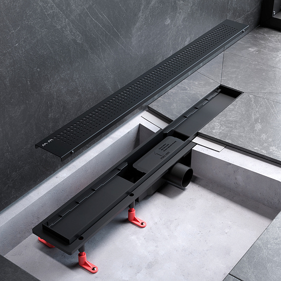 Душевой трап (лоток) 70 AM.PM PrimeFlow W02SC-P11-070-01BM комбинированный затвор с черной матовой решеткой-7