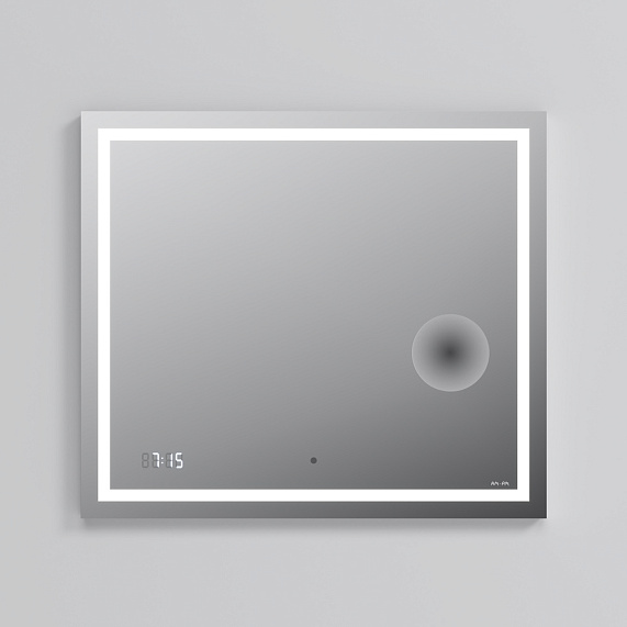 Зеркало с подсветкой в ванную прямоугольное 80 AM.PM Gem M91AMOX0803WG сенсорное с часами и косметическим зеркалом-4