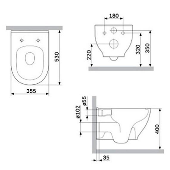 Унитаз подвесной безободковый с инсталляцией AM.PM Like IS30201.801701 сиденьем микролифт, белой механ. клавишей-4