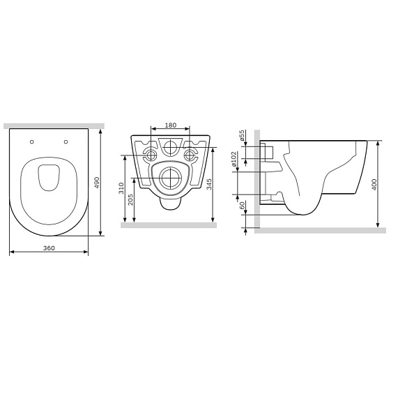 Унитаз подвесной AM.PM Func C8F1700MWSC (глубина 49 см) безободковый с сиденьем микролифт, белый матовый-11