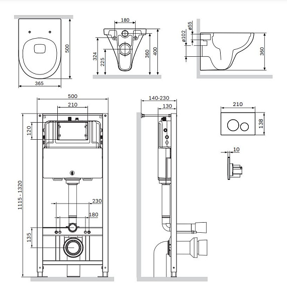 Унитаз подвесной безободковый с инсталляцией AM.PM Gem IS49051.901700 сиденьем микролифт, хром механ. клавишей-6