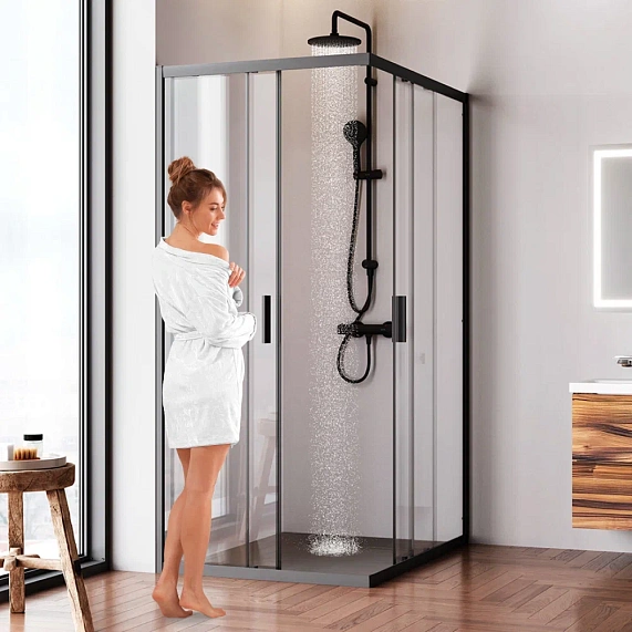 Душевое ограждение без поддона 90x120 AM.PM Gem W90G-403-120290-BT профиль черный матовый-1