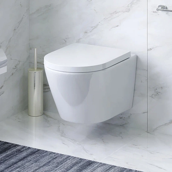 Унитаз подвесной безободковый с инсталляцией AM.PM Sense IS100151.741701 сиденьем микролифт, хром механ. клавишей-2