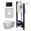 Унитаз подвесной безободковый с инсталляцией AM.PM Func IS47038.8F1900MW торнадо, микролифт, черной пневм. клавишей