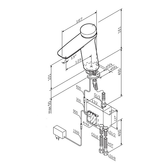 Смеситель для раковины (умывальника) AM.PM Inspire 2.0 F50A02400 с термостатом, электронный, хром-9
