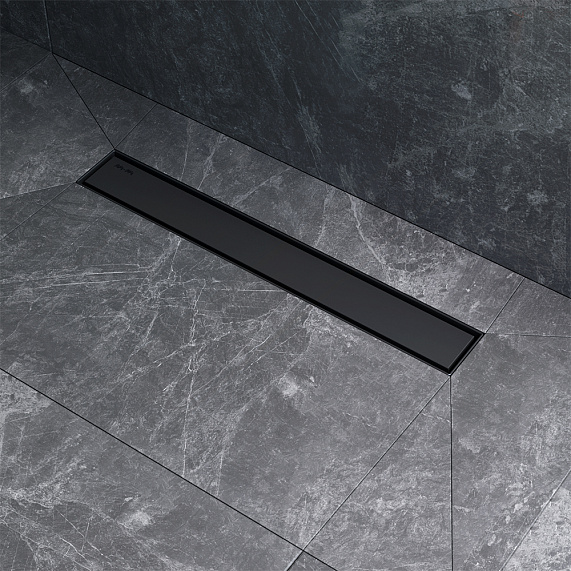 Душевой трап (лоток) 50 AM.PM MasterFlow W01SC-U11-050-04BM комбинированный затвор с черной матовой решеткой под плитку-11