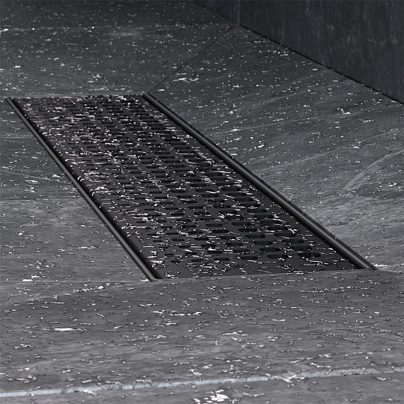 Душевой трап (лоток) 40 AM.PM MasterFlow W01SC-P11-040-01BM комбинированный затвор с черной матовой решеткой-6