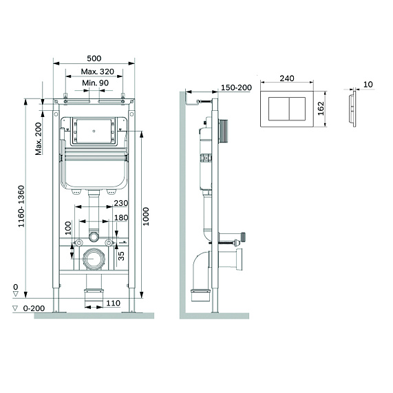 Инсталляция для подвесного унитаза AM.PM MasterFit II012713.0238 с механ. клавишей S, черная-1