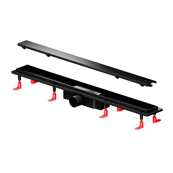 Душевой трап (лоток) 80 AM.PM PrimeFlow W02SC-U11-080-04BM комбинированный затвор с черной матовой решеткой под плитку-22