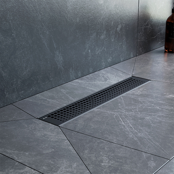 Душевой трап (лоток) 40 AM.PM MasterFlow W01SC-P11-040-01BM комбинированный затвор с черной матовой решеткой-3