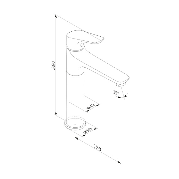 Смеситель для раковины (умывальника) Damixa Jupiter 770250001 высокий, хром-2