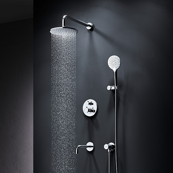 Встраиваемая душевая система AM.PM X-Joy FT85A3RH30 хром: тропический верхний душ, излив с душевой лейкой, термостат-1