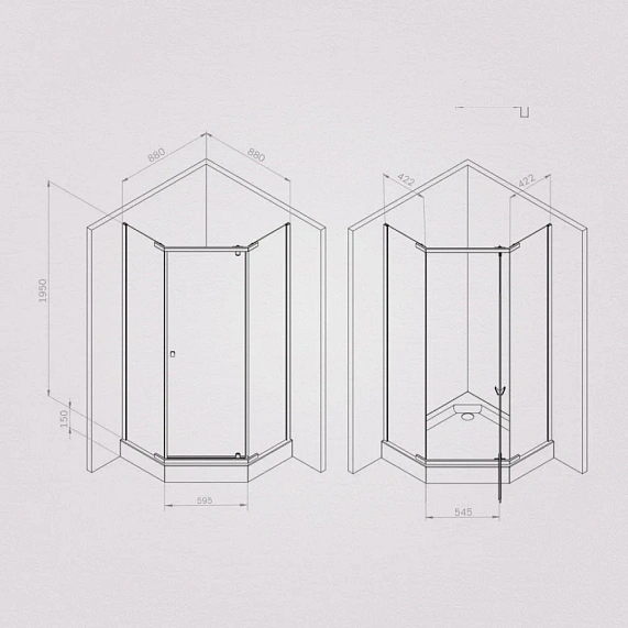 Душевое ограждение без поддона 90x90 AM.PM Sunny W87G-405-9090-BT профиль черный матовый-6
