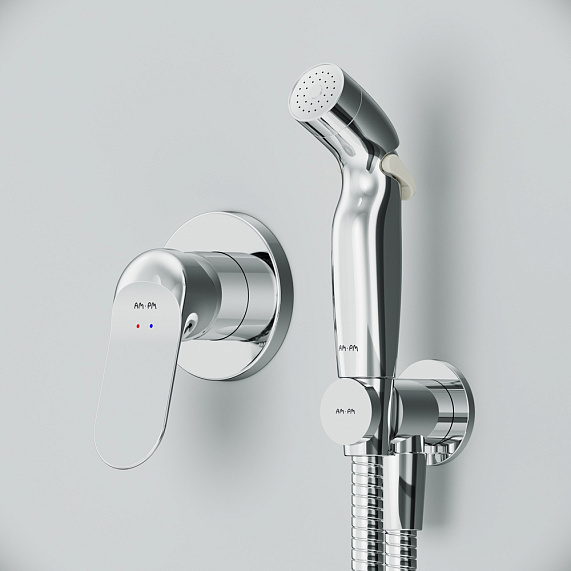 Гигиенический душ со смесителем AM.PM Sunny F40H85C00 хром встраиваемый, шланг 1200, держатель-1