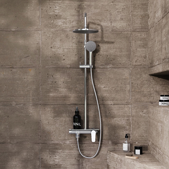 Душевая система Damixa Jupiter 977730000 стойка с тропическим душем, смесителем, изливом, хром-2