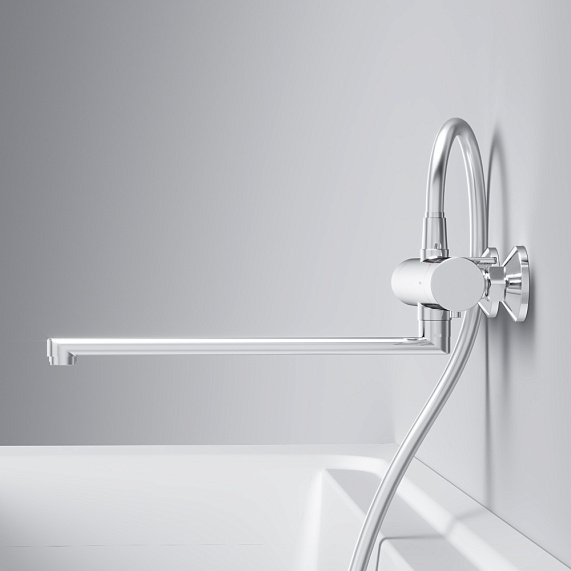 Смеситель для ванны и душа AM.PM X-Joy F85A50900 длинный излив, термостат, хром-3