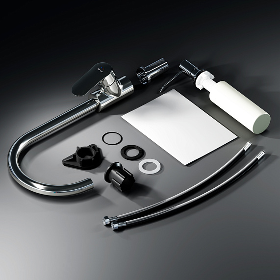 Смеситель для кухни AM.PM Like F8007D00 высокий, хром + дозатор для моющего средства-7