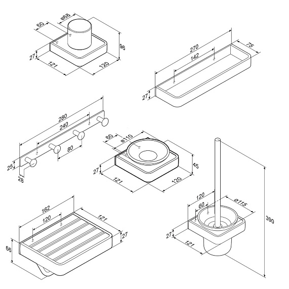 Набор аксессуаров Damixa Jupiter DAK77D3006W хром-7