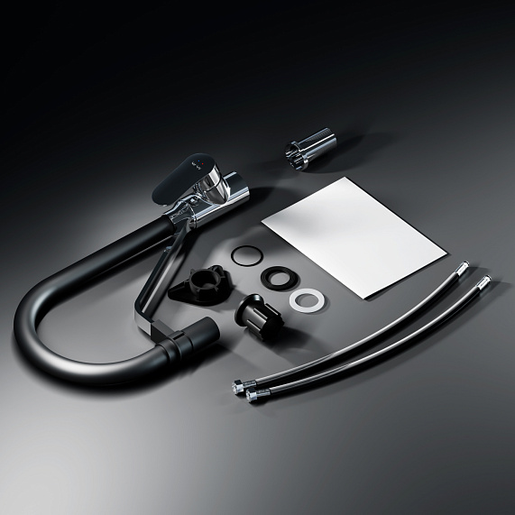 Смеситель для кухни AM.PM Like F8007802 высокий, хром, с черным гибким изливом и каналом питьевой воды-8