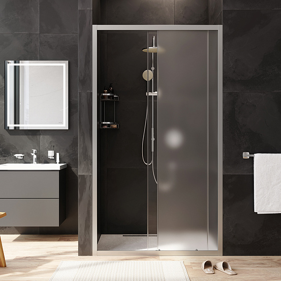 Душевая перегородка с дверью 110x195 AM.PM Gem W90G-110-1-195MM матовое стекло, профиль серебристый-2