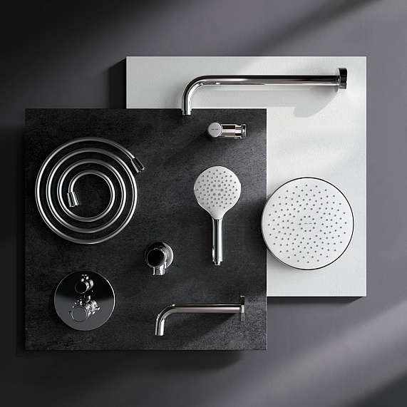 Встраиваемая душевая система AM.PM X-Joy FT85A3RH30 хром: тропический верхний душ, излив с душевой лейкой, термостат-4