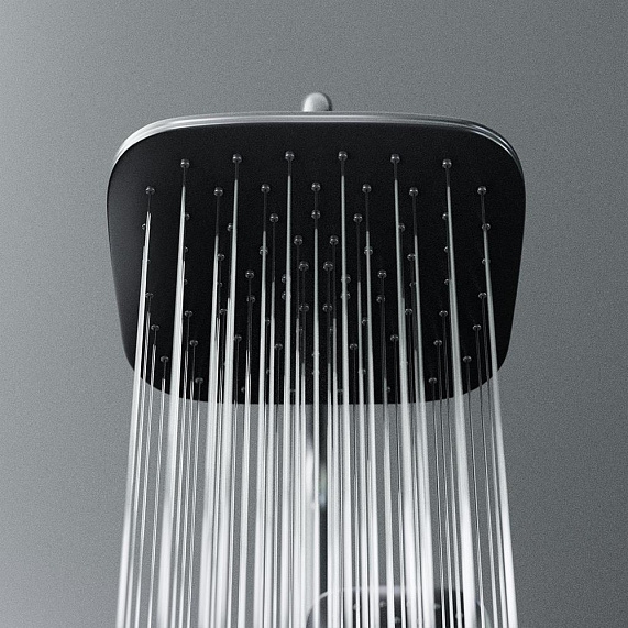 Душевая система Damixa Option DX218092300 стойка с тропическим душем, термостатом, смесителем, черная матовая-2