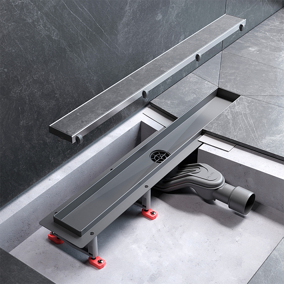 Душевой трап (лоток) 60 AM.PM MasterFlow W01SC-U11-060-04SB комбинированный затвор со стальной матовой решеткой под плитку-14