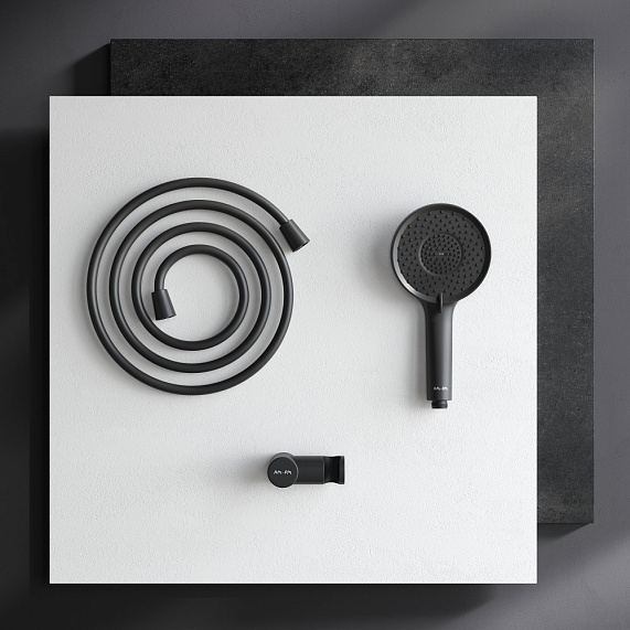 Душевой гарнитур AM.PM X-Joy F01185A022 держатель, шланг, лейка 3 режима, черный-2