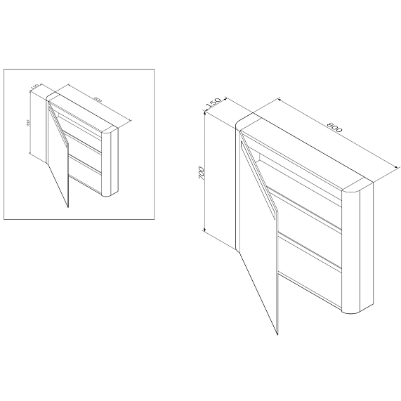 Шкафчик с зеркалом в ванную 80 AM.PM Sensation M30MCL0801TF левый табачный дуб-3