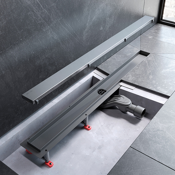 Душевой трап (лоток) 90 AM.PM MasterFlow W01SC-U11-090-04SB комбинированный затвор со стальной матовой решеткой под плитку-14