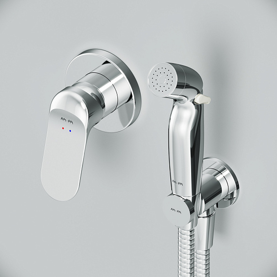 Гигиенический душ со смесителем AM.PM Sunny F40H85C00 хром встраиваемый, шланг 1200, держатель-2
