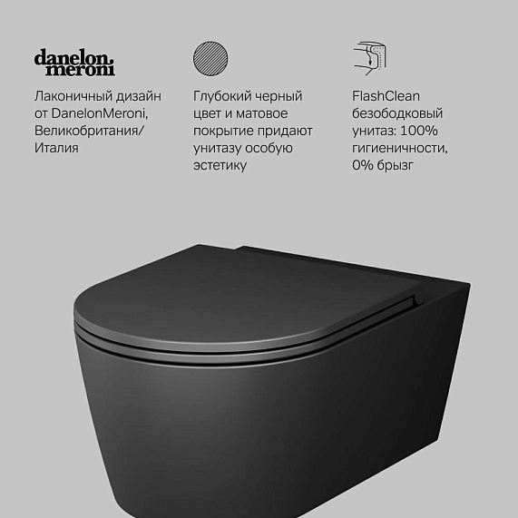 Унитаз подвесной AM.PM Func C8F1701MBSC (глубина 54 см) безободковый с сиденьем микролифт, чёрный матовый-7