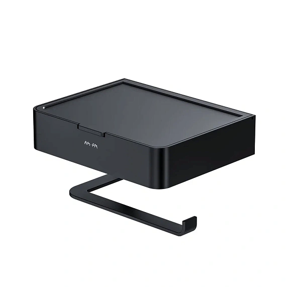 Держатель для туалетной бумаги настенный AM.PM Inspire 2.0 A50A341522 с полочкой, черный-6