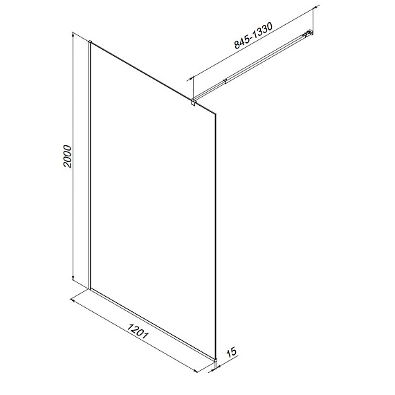 Душевая перегородка 120x200 AM.PM Func W84WI-120-F1-BTE прозрачное стекло, профиль черный матовый-4