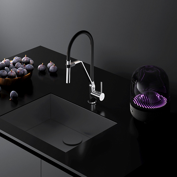 Смеситель для кухни AM.PM Like F8013000 высокий, хром, с черным гибким изливом-3