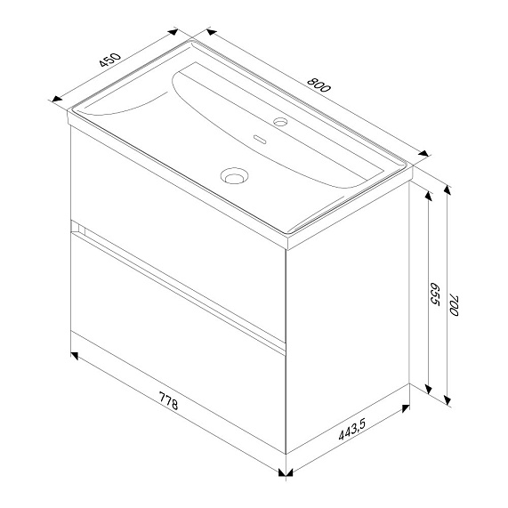 Тумба под раковину 80 AM.PM Above M9XFHX0802OF подвесная под дерево-12