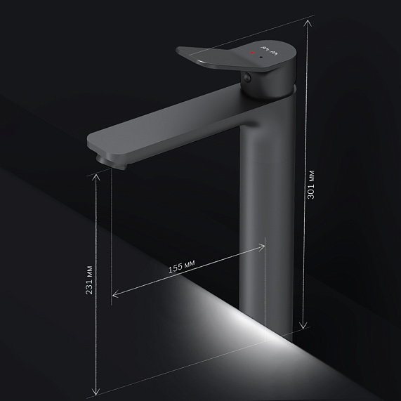 Смеситель для раковины (умывальника) AM.PM X-Joy F85A92022 высокий, черный-7