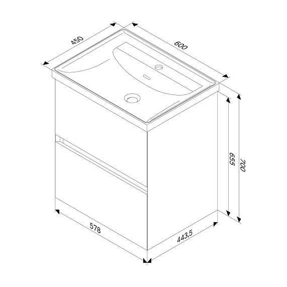 Тумба под раковину 60 AM.PM Above M9XFHX0602OF подвесная под дерево-11